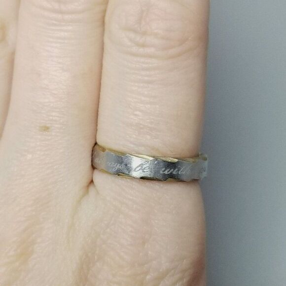 Vintage I will Always Be With You Engrave Silver Tone Gold Tone Size 6.5 Band - Picture 5 of 8